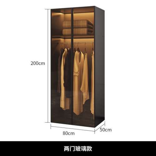 深灰衣櫃 玻璃門 實木材質