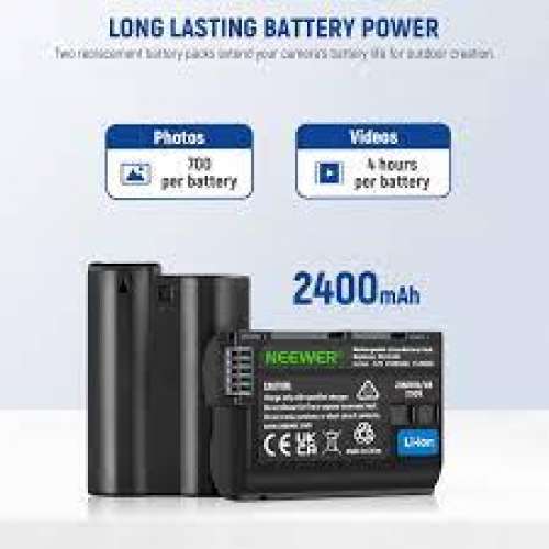 Neewer EN-EL15c Batteries and Micro-USB + USB-C Charger Kit 代用鋰電池連充電...