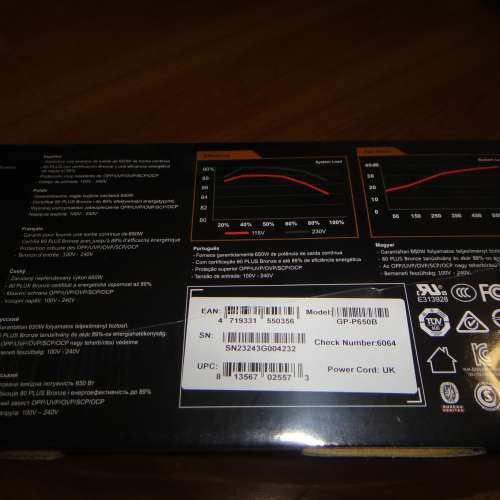 Gigabtye Power Supply P650B 80 PLUS 銅牌認證 有保養