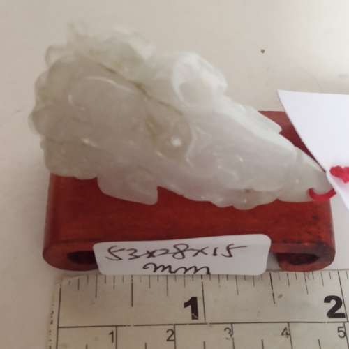 翡翠A玉冰種,4面立體雕刻約兩吋發财白菜小擺件，亦可作吊件用，好工圓滑好水頭，。...