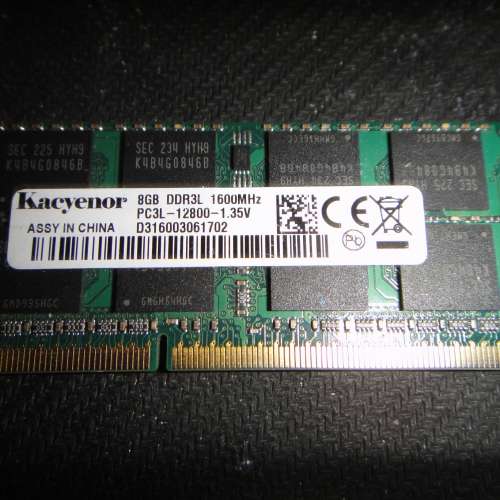 Kacyenor三星芯片DDR3L 1600 8G SO-DIMM Notebook Ram