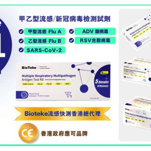 六合一/五合一/四合一【甲乙型流感/新冠病毒快測】批發價【Bioteke流感快測總代理-...