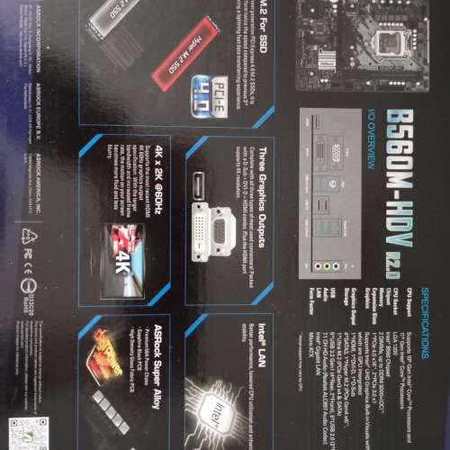 INTEL LGA 1200 SOCKET 插座 ASROCK 華擎 主枝B560M HDV R2.0 MATX規格