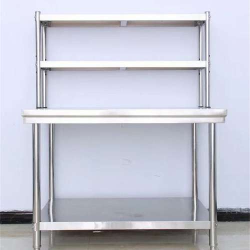 新的廚房置物架-不銹鋼可定制貨架-二層操作台層架-加厚檯面架-工作台架子