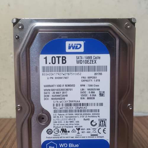 WD BLUE 1TB 7200RPM HDD Hard Drive 機械硬碟