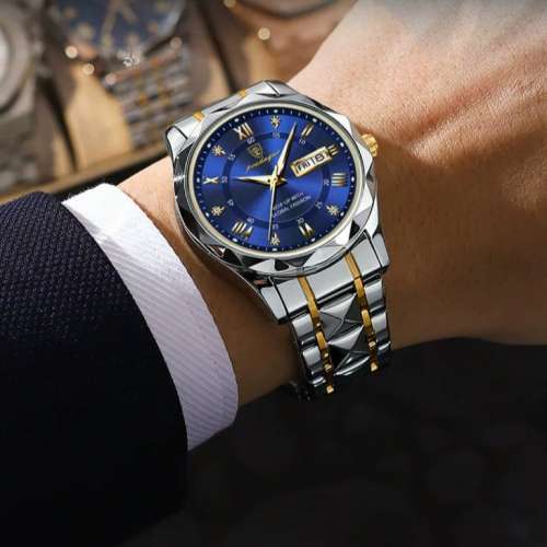 SL71 全自動非機械鋼錶帶防水夜光男士石英手錶