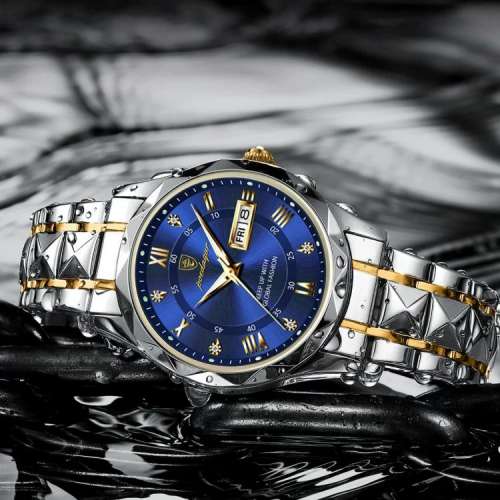 SL71 全自動非機械鋼錶帶防水夜光男士石英手錶