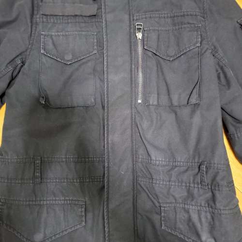 5cm 黑色 夾棉 外衣 外套 軍褸 中碼 帽可拆 間棉背心可拆 Detachable Hood Padded ...