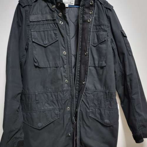 5cm 黑色 夾棉 外衣 外套 軍褸 中碼 帽可拆 間棉背心可拆 Detachable Hood Padded ...