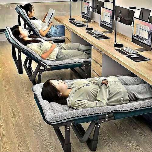 午睡行軍床進口 加厚 免組裝折疊躺椅