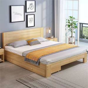 廠價直銷 實木床現代簡約雙人床主臥1.8米 簡易板式床出租房床家用1米單人床