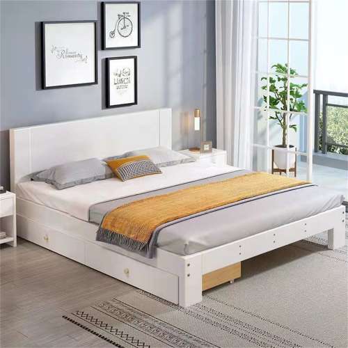 廠價直銷 實木床現代簡約雙人床主臥1.8米 簡易板式床出租房床家用1米單人床