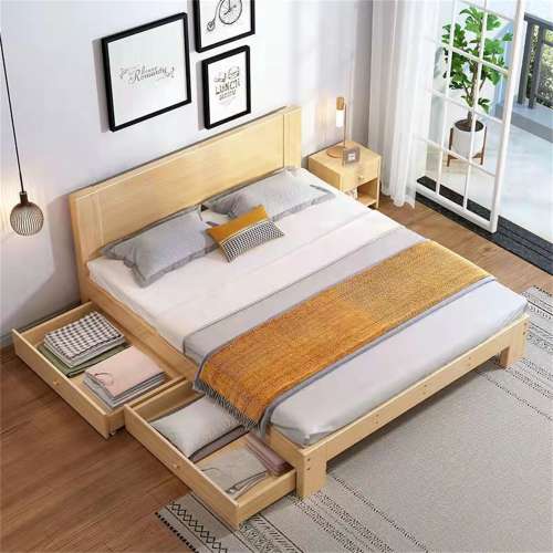 廠價直銷 實木床現代簡約雙人床主臥1.8米 簡易板式床出租房床家用1米單人床