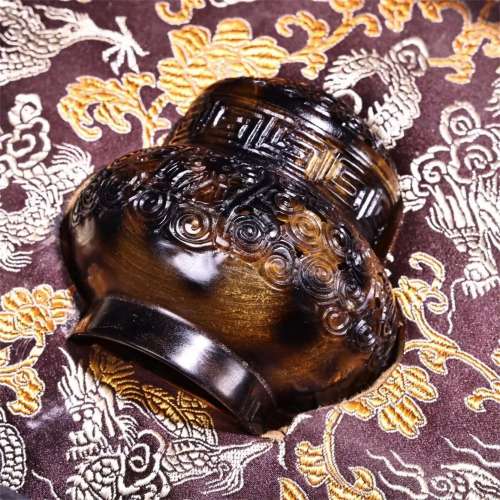 珍藏收老宮廷御用雅玩純手工鏤空雕刻蛐蛐罐一對