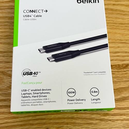 Belkin Connect USB4 Type-C Fast Charge Cable 快速連接線 (0.8M)