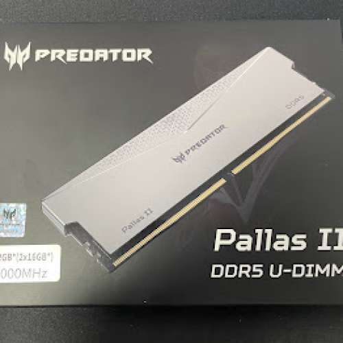 Acer Predator Pallas II 32GB (2x16GB) DDR5-6000 CL30 銀色 行貨 NOT DDR4