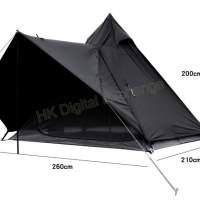 全新新款型格黑色自帶天幕金字塔雙層露營帳篷,  (三/四人適用), 深水埗門巿可購買