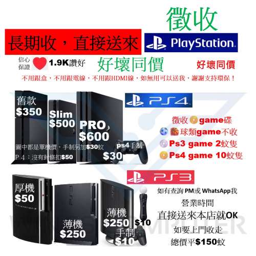 徵求 PlayStation 5 , 4 , 3 , 2 , 好壞同價，不分版本。