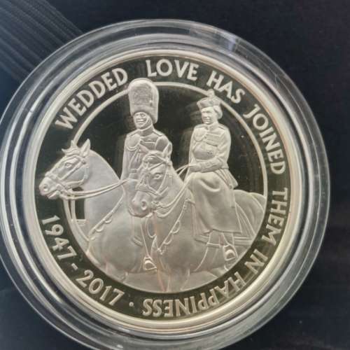 Platinum Wedding Anniversary £5 Silver Proof Coin Box 2017 Royal Mint UK/英女...