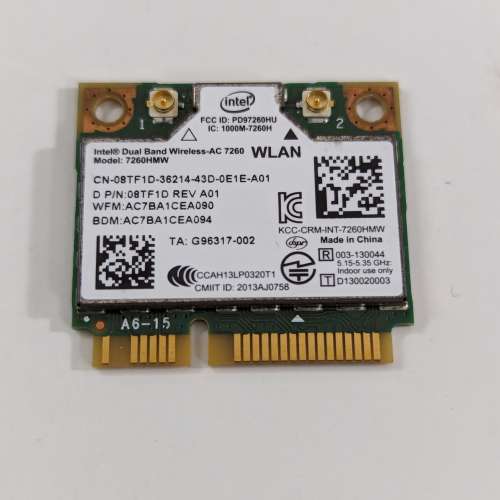 Intel Dual Band Wireless AC 72060HMW wifi card