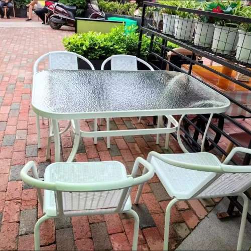 戶外桌椅庭院陽台白色室外休閑露天擺攤防水防曬折疊茶幾