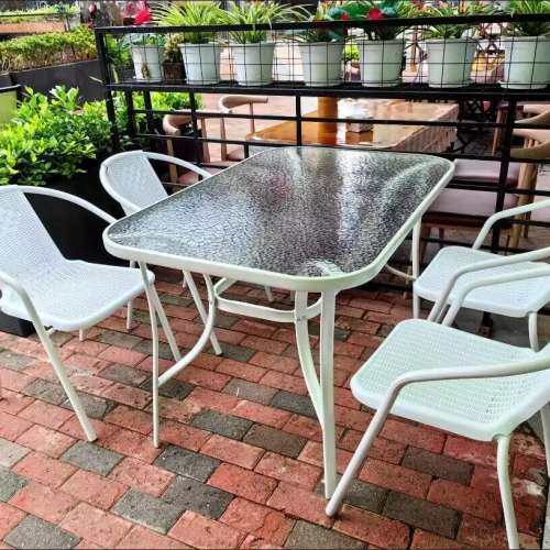 戶外桌椅庭院陽台白色室外休閑露天擺攤防水防曬折疊茶幾