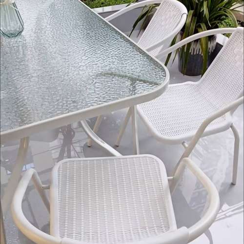 戶外桌椅庭院陽台白色室外休閑露天擺攤防水防曬折疊茶幾