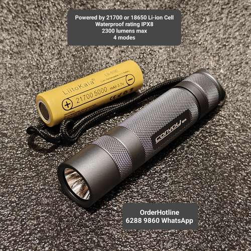 戰術超強光小電筒2300流明(鈦色) Convoy Tactical LED Flashlight 🔦 Torch. Recha...