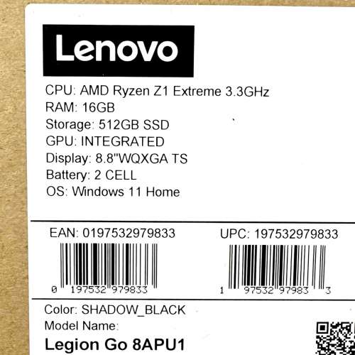 現貨全新沒開箱有單香港行貨Lenovo Legion go 8APU1