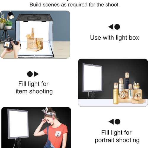 PULUZ 38x38 cm LED Photography Shadowless Light Panel 1200LM 6000K Three Color