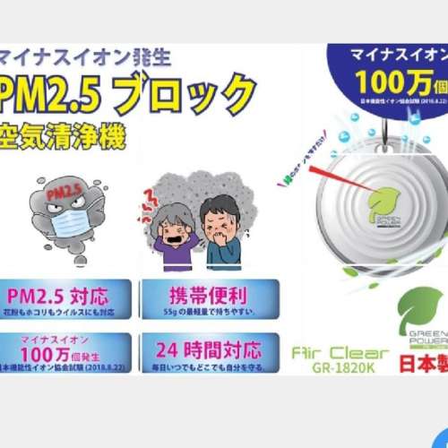 [現貨, 即買即用] JHQ Green Power Portable Air Purifier, JHQ Green Power 日本製...