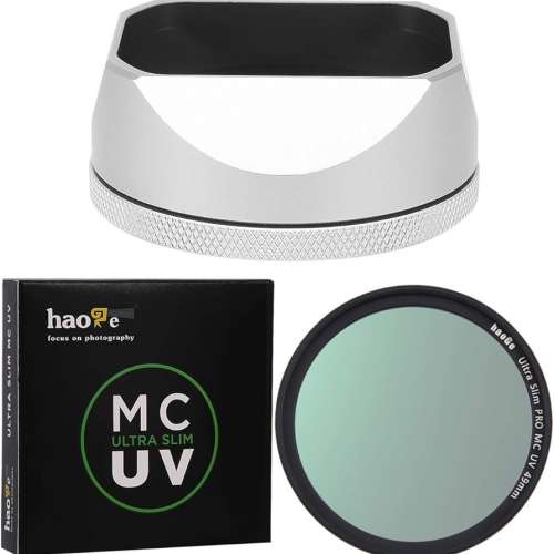 Haoge LH-X54W Square Metal Lens Hood With 49mm MCUV For Fujifilm X100VI
