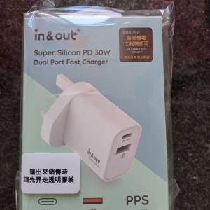 [全新] In & out 30w 雙輸出快速充電器 PD Super Dual Port Charger fast charger ...