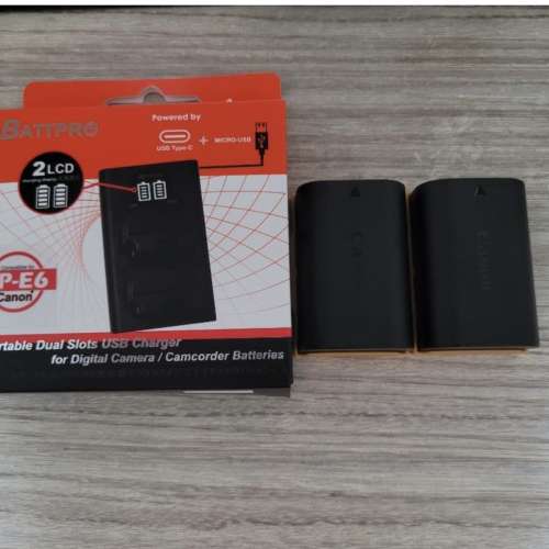BattPro 相機電池充電器 (LE-E6) & LE-E6N *2