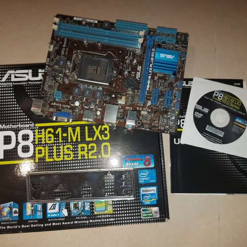 Asus p8 h61-m lx3 plus r2.0 SOCKET 1155 Matx Motherboard + 背板(自帶WIN 10 HOM...