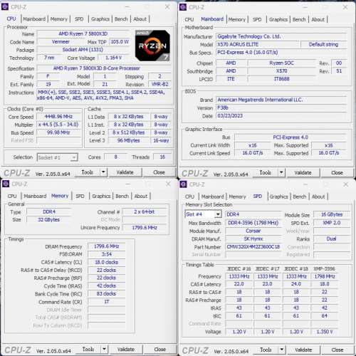 AMD 5800x3D, Gigabyte X570 Aorus Elite, 32GB DDR4 3600, GTX 1060