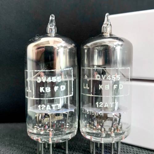 12AT7 CV455寶馬特軍用型號方環黑屏Brimar 1955同年同號英國製造一對有盒 ECC81