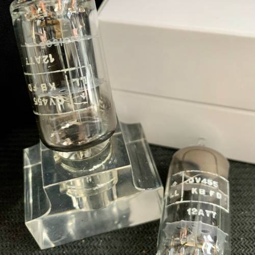 12AT7 CV455寶馬特軍用型號方環黑屏Brimar 1955同年同號英國製造一對有盒 ECC81