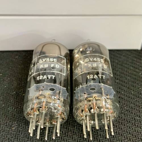 12AT7 CV455寶馬特軍用型號方環黑屏Brimar 1955同年同號英國製造一對有盒 ECC81