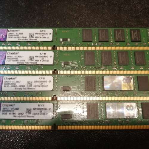Kingston DDR3-1333MHZ (4條4GB, 雙面)