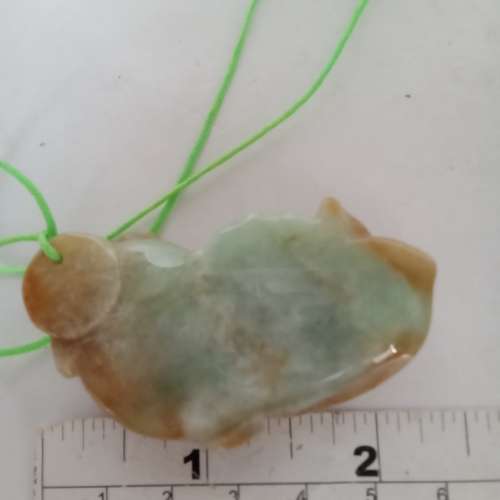 翡翠A玉金魚擺件/吊件/手把件，55x30x13mm.福祿壽三色，好工圓滑好水頭。no.B4.3.24