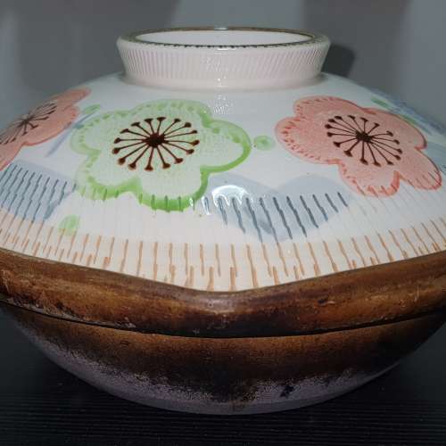 日本陶瓷 砂煲 煮鍋 花卉圖案印花 餐具器 Floral Graphic Print Ceramic Porcelain...