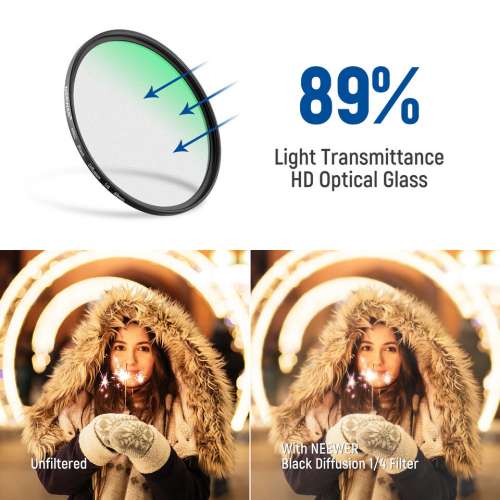 NEEWER Black Diffusion 1/4 Filter Mist Dreamy Cinematic Effect Filter 黑柔濾鏡