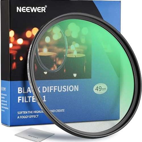 NEEWER Black Diffusion 1/1 Filter Mist Dreamy Cinematic Effect Filter (49-82mm)
