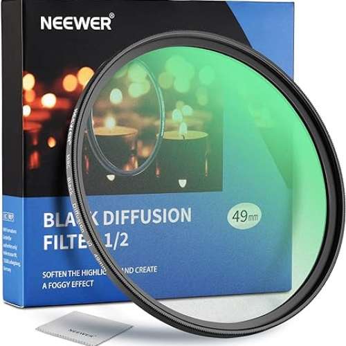 NEEWER Black Diffusion 1/2 Filter Mist Dreamy Effect Filter (49mm-82mm)