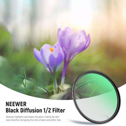 NEEWER Black Diffusion 1/2 Filter Mist Dreamy Effect Filter (49mm-82mm)