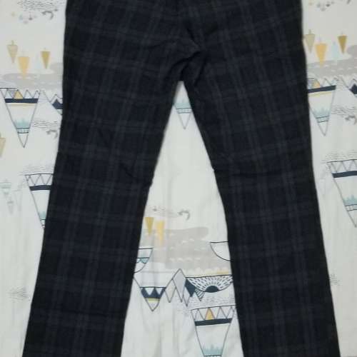 AT-20 返工 休閒裝 黑色 棉質 暗格子紋 斜布褲 Size 31碼 170/82A Cotton Checked ...