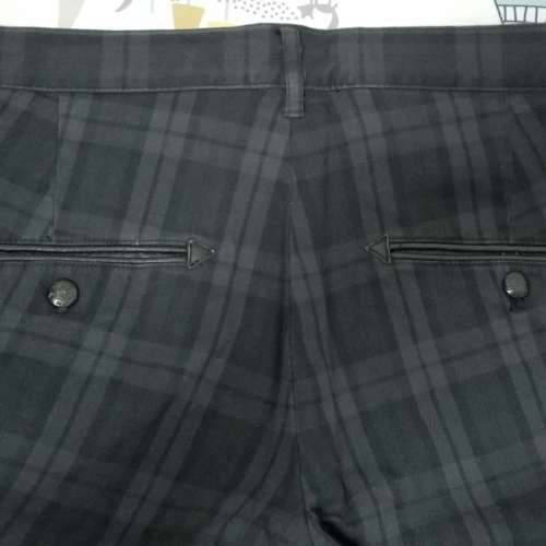 AT-20 返工 休閒裝 黑色 棉質 暗格子紋 斜布褲 Size 31碼 170/82A Cotton Checked ...