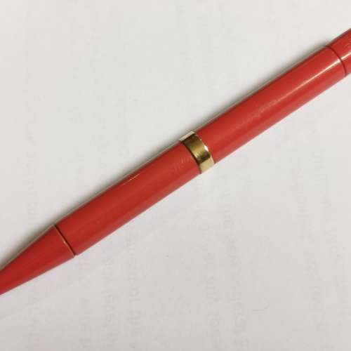 古董地球牌機械鉛筆 ~ Waterman Coral Red Hard Rubber Ring Top Mechanical Pencil