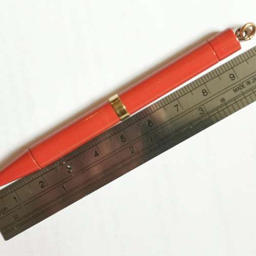 古董地球牌機械鉛筆 ~ Waterman Coral Red Hard Rubber Ring Top Mechanical Pencil
